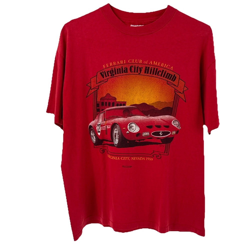 Vintage 80's Ferrari Club of America Virginia City Tee Shirt Size XL Racing